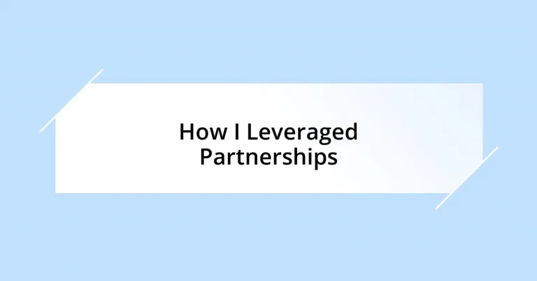 How I Leveraged Partnerships