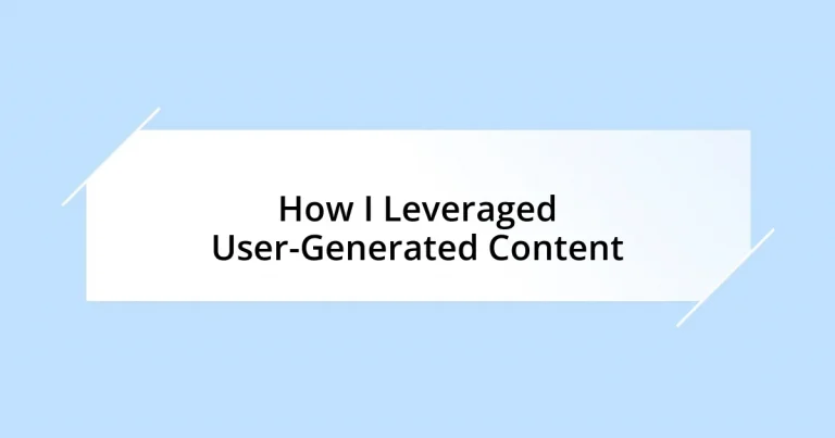 How I Leveraged User-Generated Content