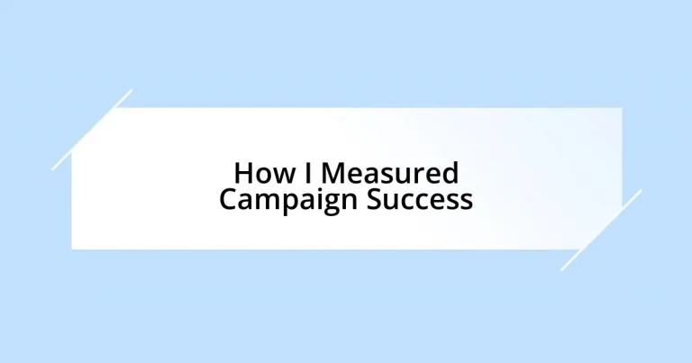 How I Measured Campaign Success