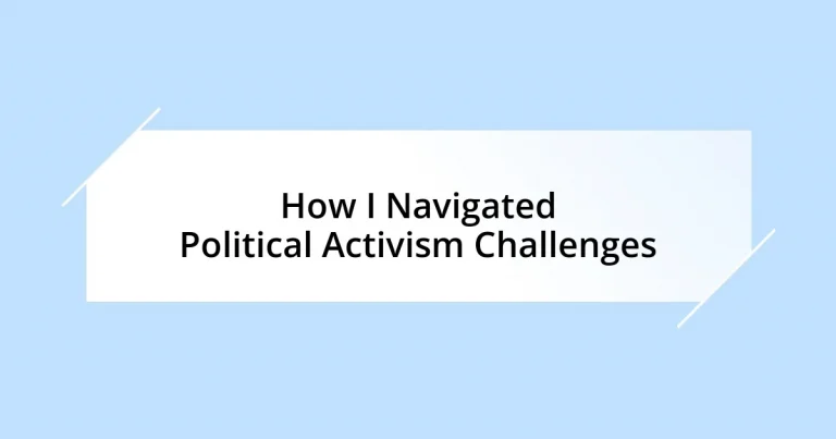 How I Navigated Political Activism Challenges