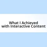 What I Achieved with Interactive Content