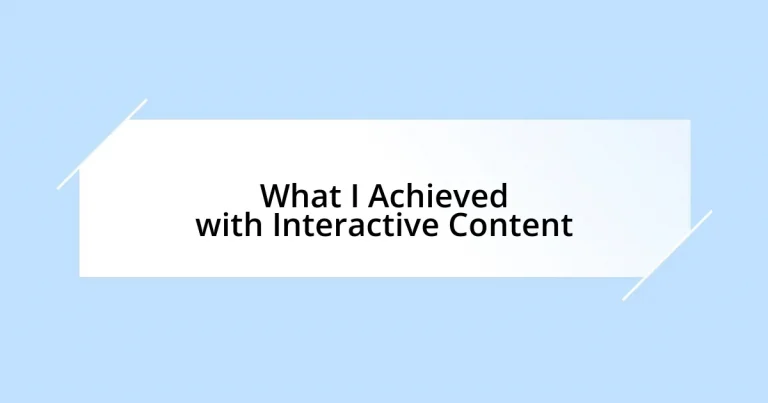 What I Achieved with Interactive Content