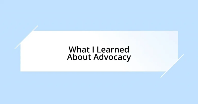 What I Learned About Advocacy
