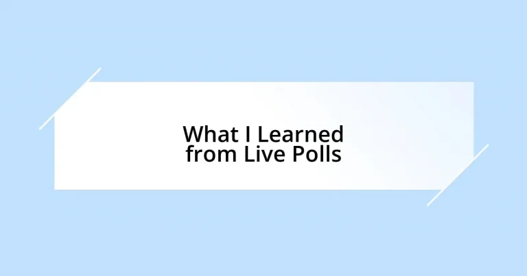 What I Learned from Live Polls