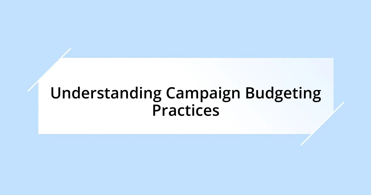 Understanding Campaign Budgeting Practices