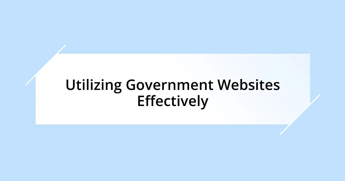 Utilizing Government Websites Effectively