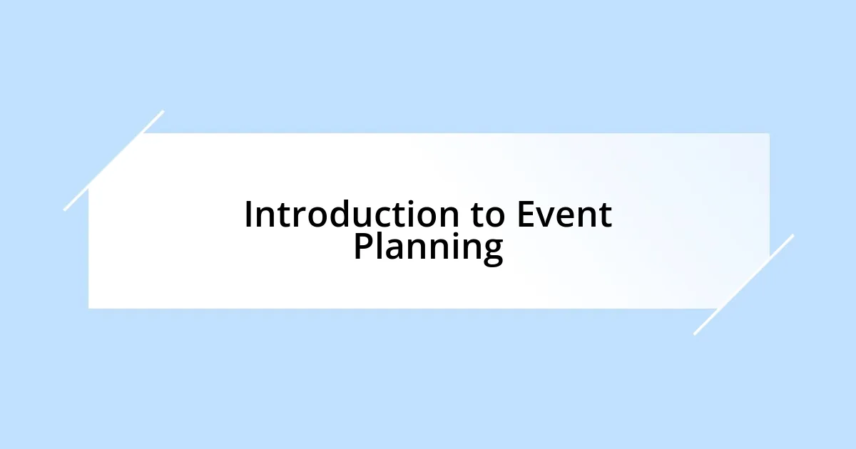 Introduction to Event Planning