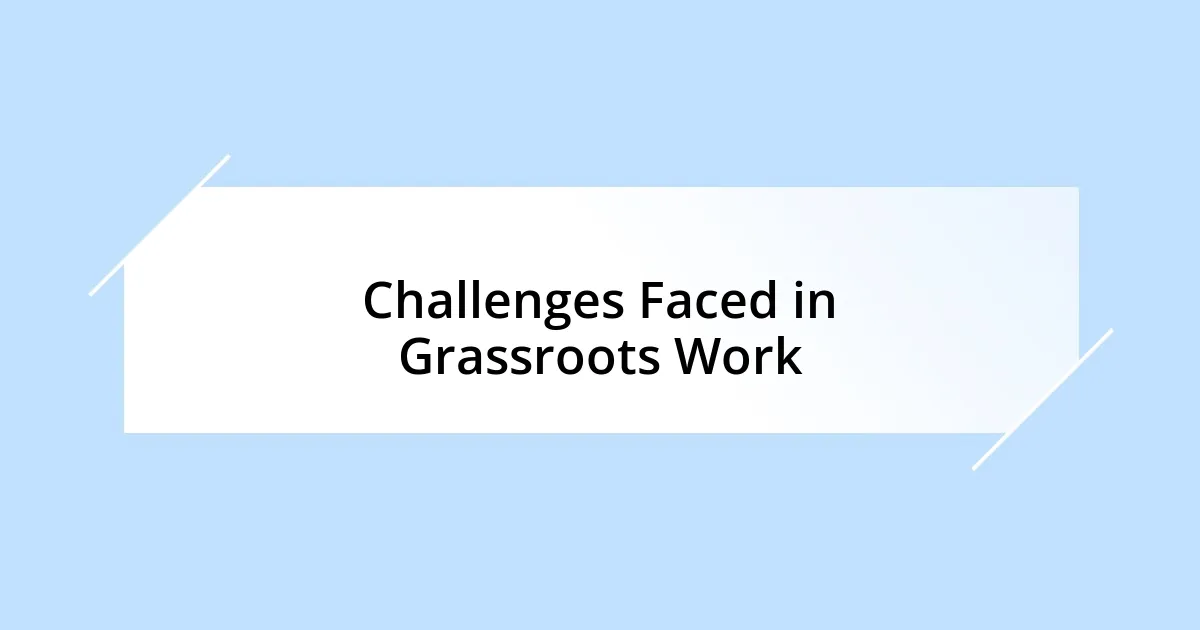 Challenges Faced in Grassroots Work