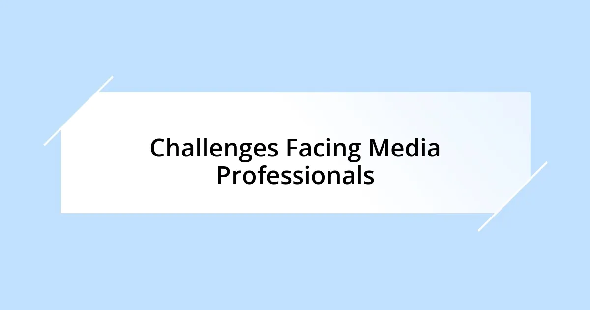 Challenges Facing Media Professionals