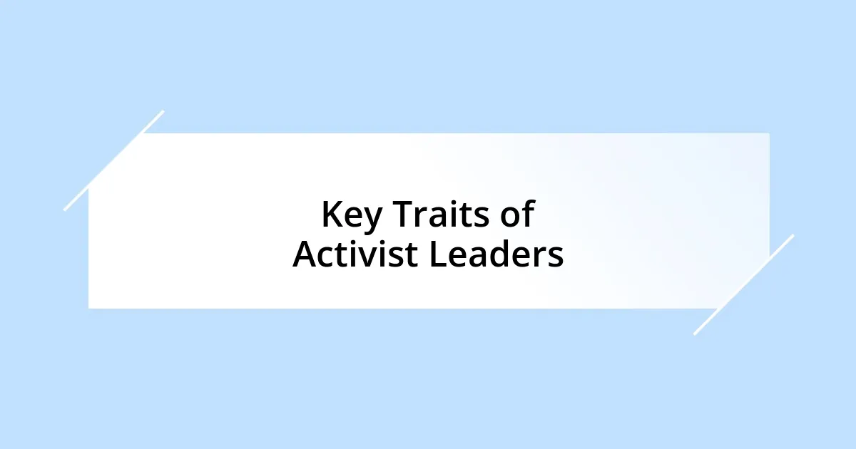 Key Traits of Activist Leaders