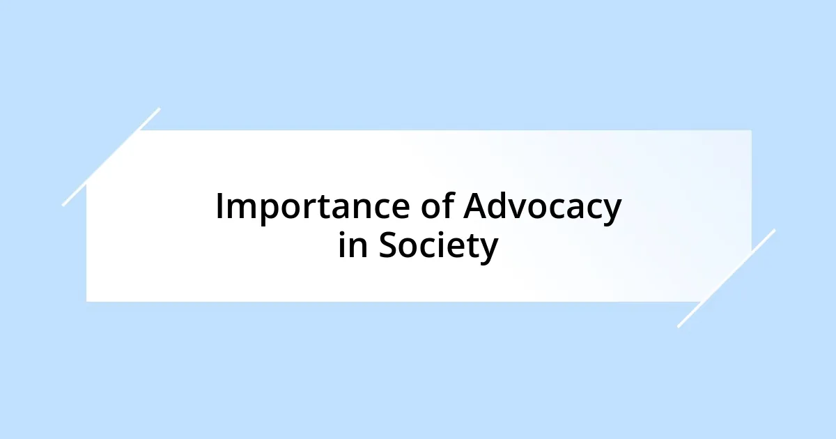 Importance of Advocacy in Society